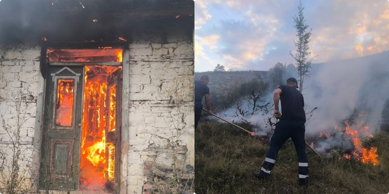 Zjarri në Opar të Maliqit/ Flakët janë përhapur me shpejtësi, përfshijnë edhe dy banesa